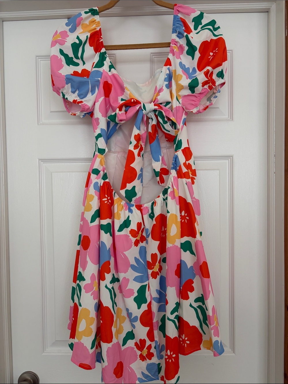 Bright Floral Cutout Tie-Back Sundress